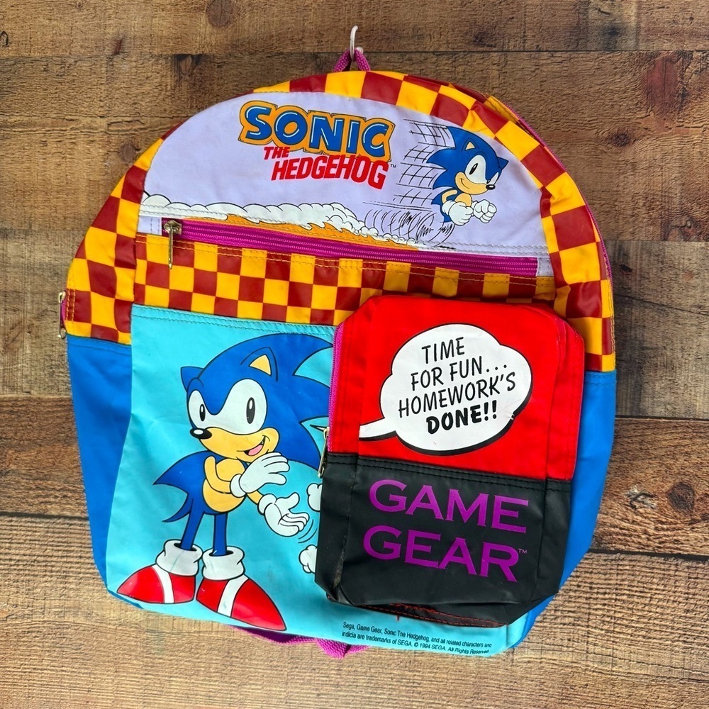 Rare Vintage 1994 Sonic the Hedgehog Game Gear 16” Youth Backpack